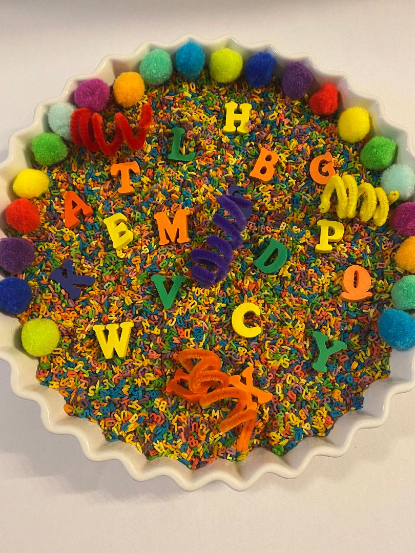 Rainbow Alphabet & Number Sensory Pasta